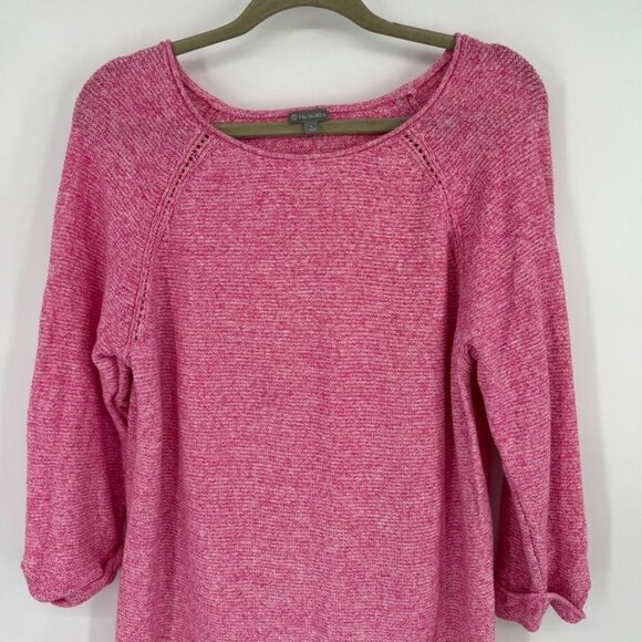 T by Talbots Pink Sweater Womens Large t Cotton Knit Pullover 3/4 Sleeve - Picture 4 of 11